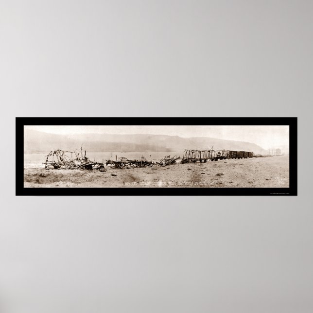 Póster Wreck German Train WWI Photo 1918 (Frente)