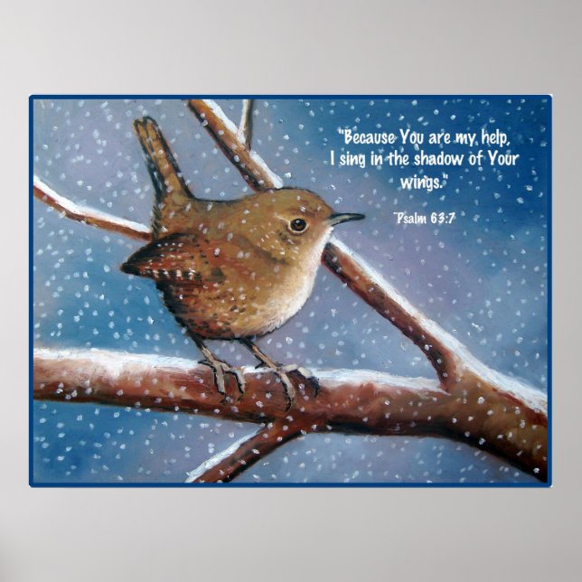 PÓSTER WREN IN WINTER: ART: BIBLIA VERSE, PSALMS (Frente)