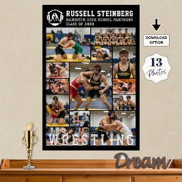 Póster Wrestling High School Senior 13 Photo Collage
