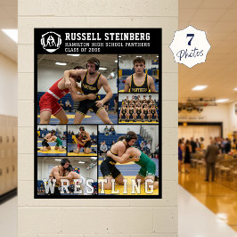 Póster Wrestling High School Senior 7 Photo Collage