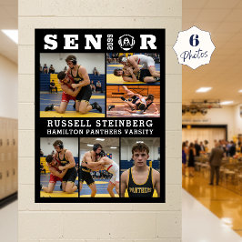 Póster Wrestling Senior Graduate 6 Photo Collage