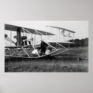 Póster Wright Brothers Biplane en Launch Track 1909