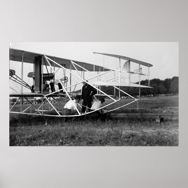 Póster Wright Brothers Biplane en Launch Track 1909 (Frente)