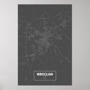 Póster Wrocław, Polonia (blanco sobre negro)