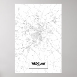 Póster Wrocław, Polonia (negro sobre blanco)
