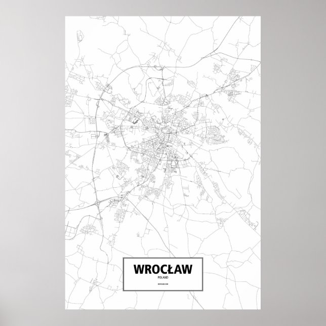 Póster Wrocław, Polonia (negro sobre blanco) (Frente)