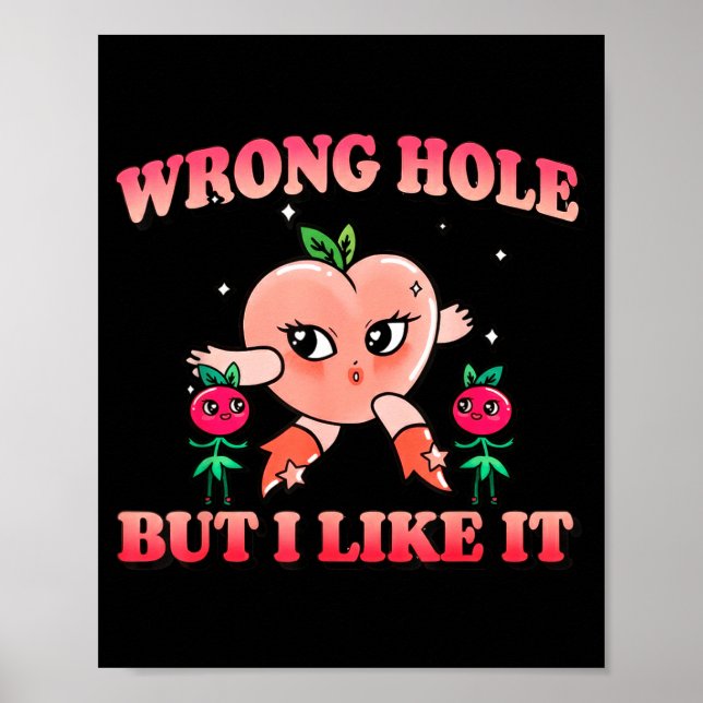 Póster Wrong Hole Peach Naughty Cartoon Retro Adult Humor (Frente)