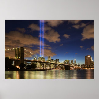 Póster WTC Lights Brooklyn Bridge