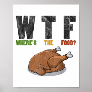Póster Wtf Wheres The Food- Gracioso Día de Acción de Gra