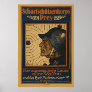 Póster ww1 poster de reclutamiento alemán para tiradores 