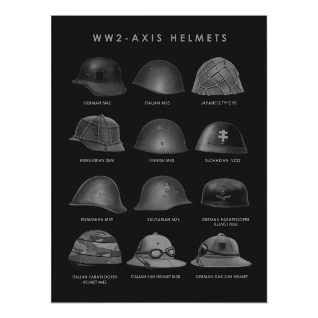 Póster WW2 - Axis Helmets  (Anverso)