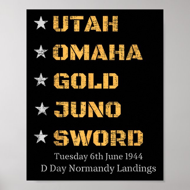 Póster Ww2 D Day Beats World War 2 Army Hero Normandy L (Frente)