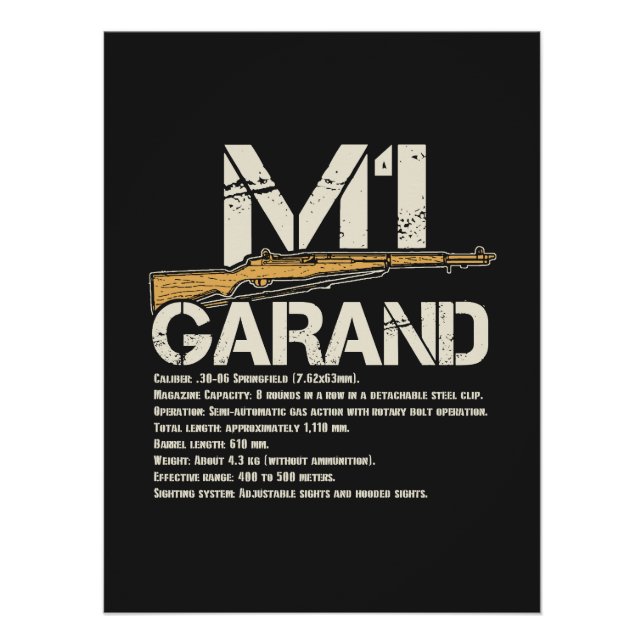 Póster WW2 M1 Garand Weapon Specs (Anverso)