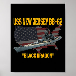 Póster Ww2 Warship & amp; Vietnam War Uss New Jersey Bb-6