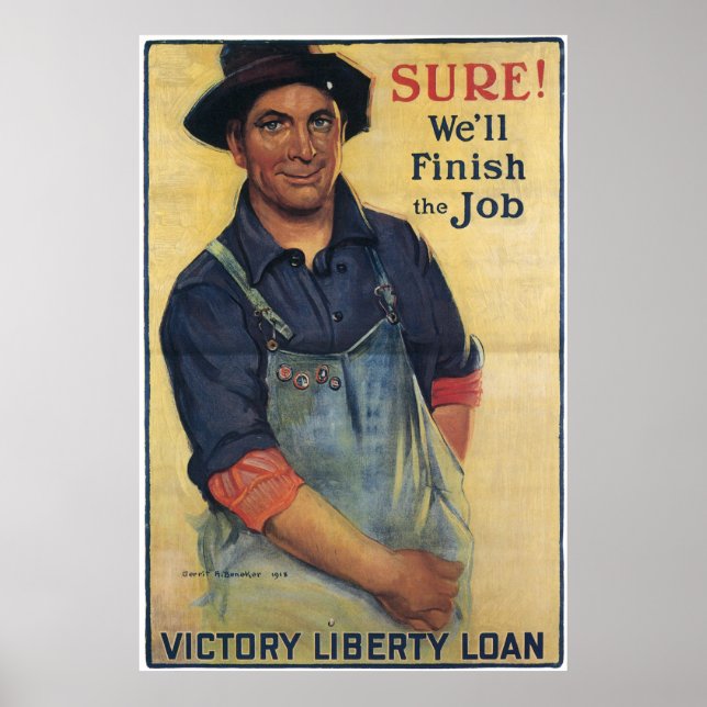 Póster WWI Victoria Liberty Loan Seguro terminaremos el t (Frente)