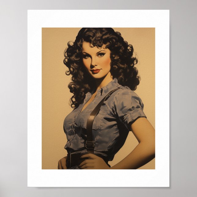 Póster WWII Chica de Pinup mecánico femenino (Frente)