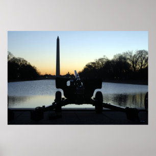 Póster WWII Howitzer Silhouette