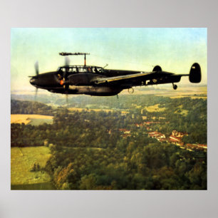 Póster WWII Low Flying German Bf-110