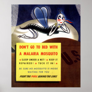 Póster WWII Malaria Mosquito