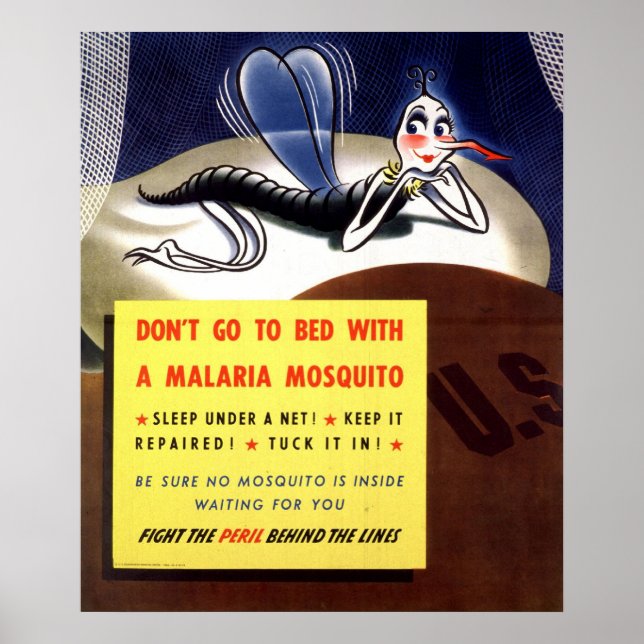 Póster WWII Malaria Mosquito (Frente)