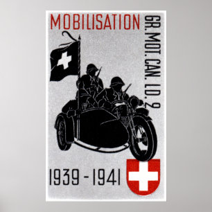 Póster WWII Swiss Recon Motorcycle