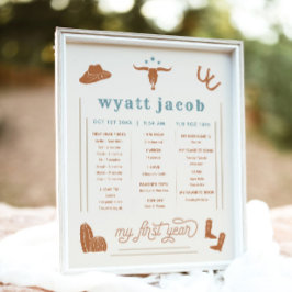 Póster WYNONA Terracotta Rodeo Cowboy Primer año hito