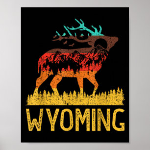 Póster Wyoming - amar la naturaleza vintage senderismo 70