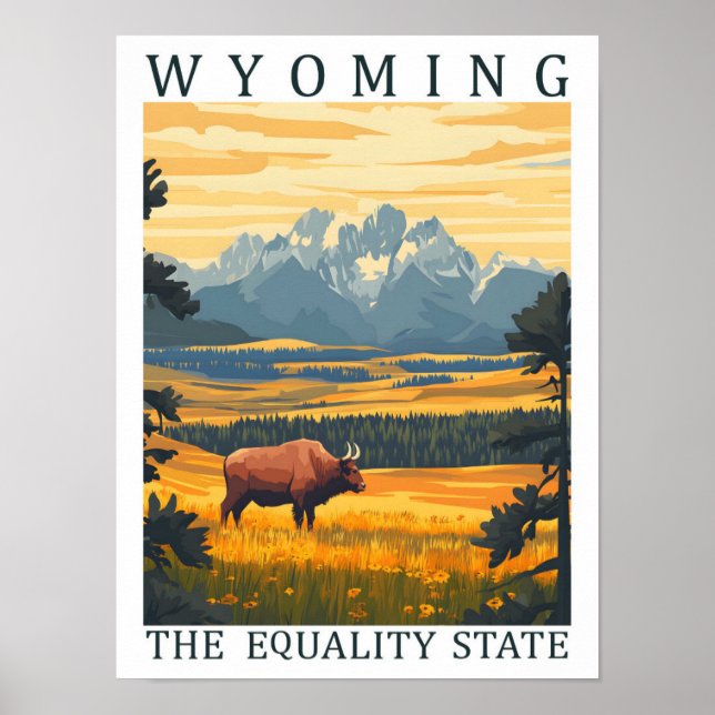 Póster Wyoming Centro de Viajes del Estado de Igualdad en (Frente)