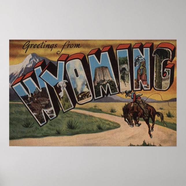 Póster Wyoming (Cowboy)Escenas de letras grandesWyoming (Frente)