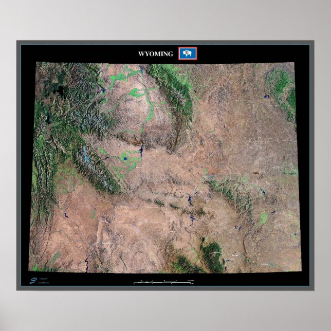 Póster Wyoming desde el poster de satélites espaciales (Frente)