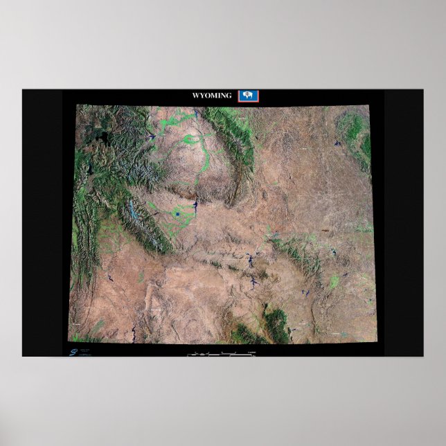 Póster Wyoming desde un cartel de satélite espacial (Frente)