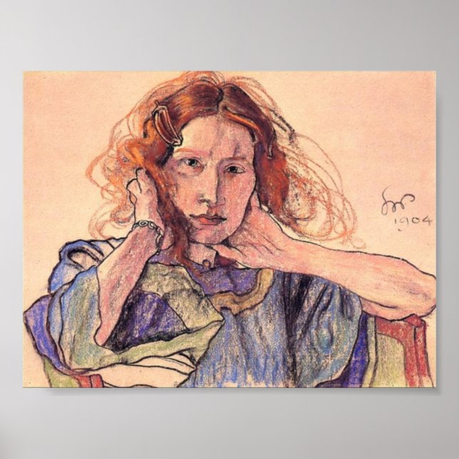 Póster Wyspianski, retrato de Irena Solska, 1904 (Frente)