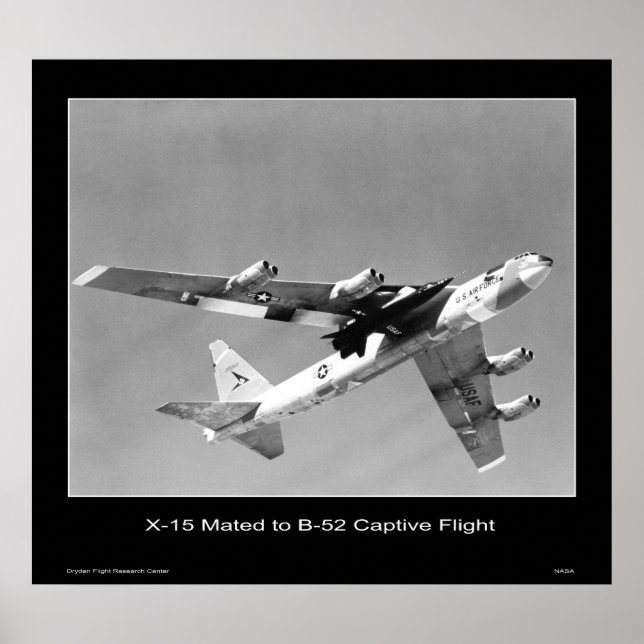 Póster X-15 aparcado a B-52 en vuelo cautivo - NASA (Frente)