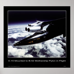 Póster X-15 montado a la Pylon de maternidad B-52 en vuel