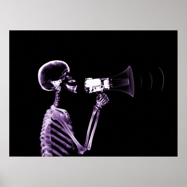 PÓSTER X-RAY SKELETON ON MEGAPHONE - PURPLE (Frente)