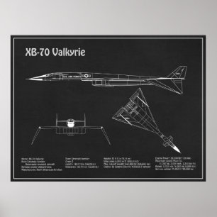 Póster XB-70 Valkyrie - Planes Blueprint del avión PD