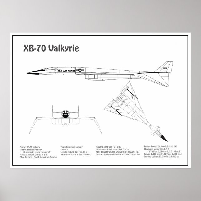 Póster XB-70 Valkyrie - Planes de Planes de Planes de Pla (Frente)