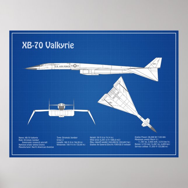 Póster XB-70 Valkyrie - Planes de Planes de Plano de Plan (Frente)