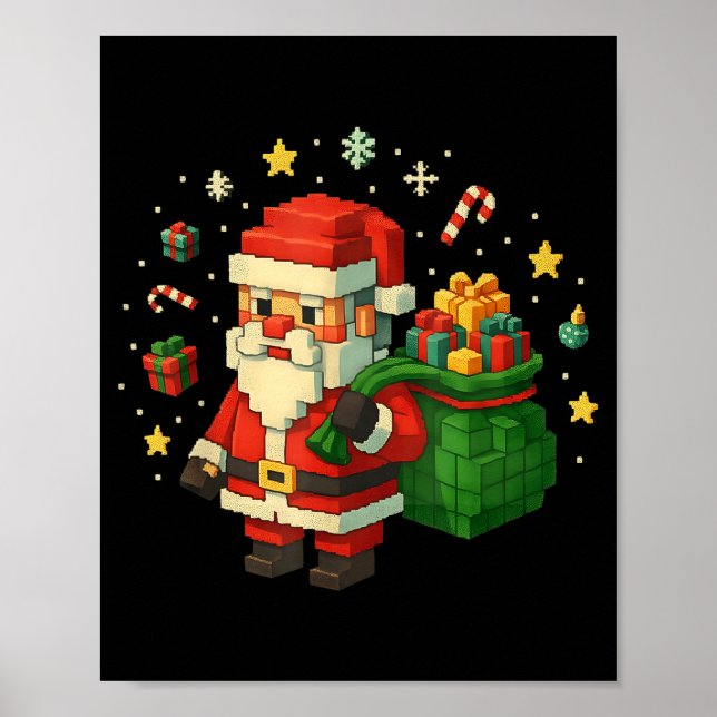 Póster Xel Santa Claus With Retro Gamer Christmas  (Frente)