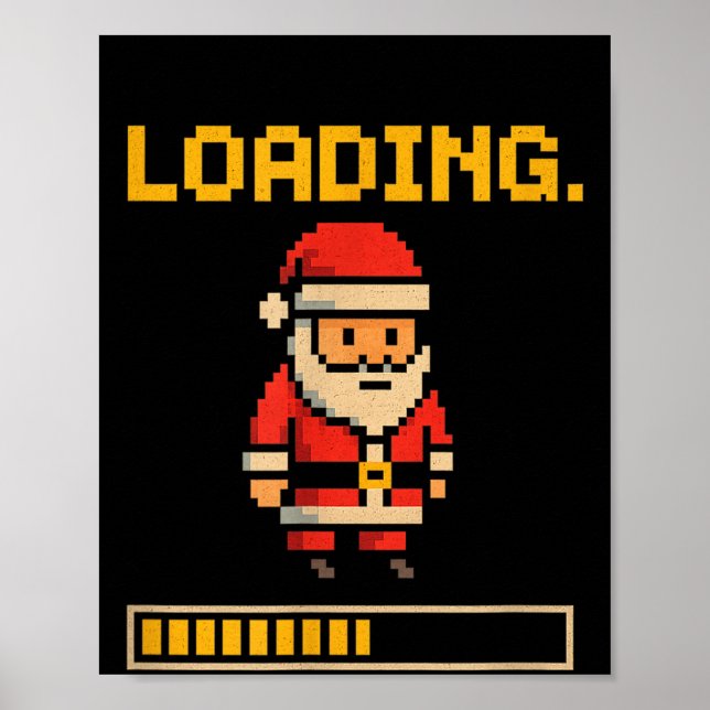 Póster Xel Santa Loading Retro Christmas Gamer Shirt  (Frente)
