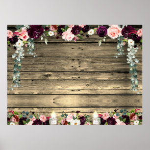 Póster XL en Blanco Floral de Tabla de Granero Rús