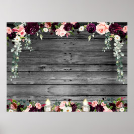 Póster XL en Blanco Floral de Tabla de Granero Rús