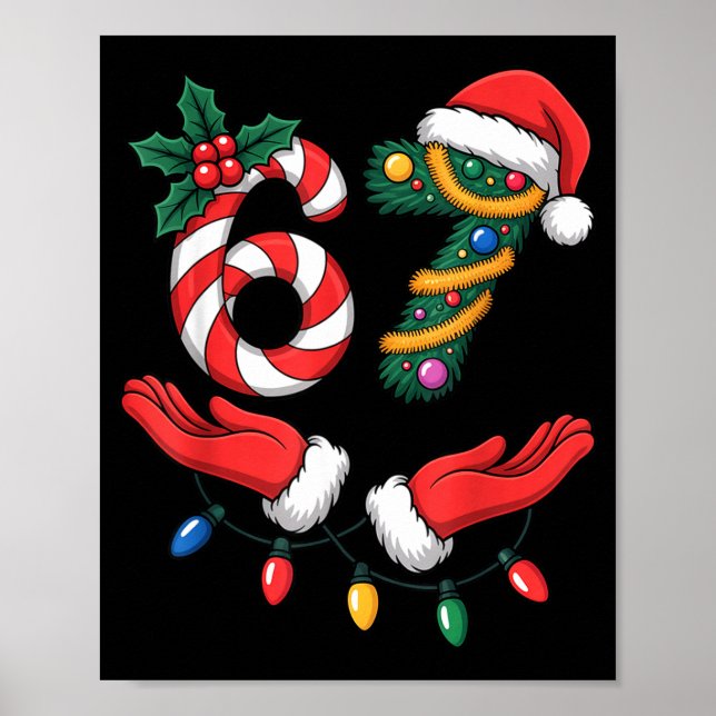 Póster Xmas 67 Hands Gesture Candy Canes Santa Holiday Ki (Frente)