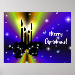 Póster Xmas Artdeco sobre el arco iris amarillo morado