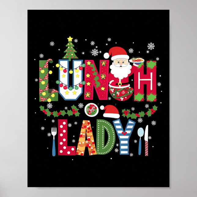 Póster Xmas Cafeteria Worker Christmas School Lunch Lady  (Frente)