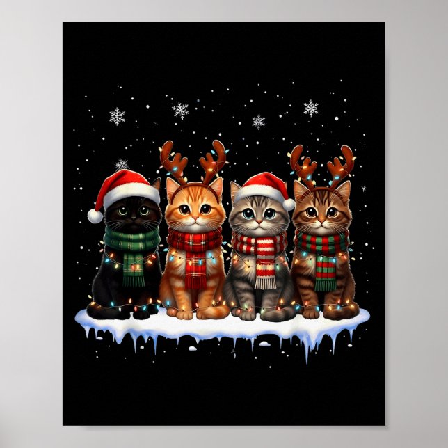 Póster Xmas Cat Meowy Christmas Cute For Men Woman Kid Ca (Frente)