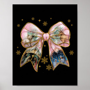 Póster Xmas Coquette Bow Jesus Christian Bible Verse Nati