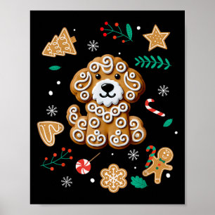 Póster Xmas Dog Gingerbread Goldendoodle Golden Doodle Ch