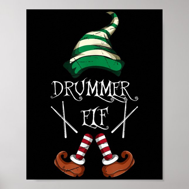Póster Xmas Drumsticks Music Matching Drummer Elf Pajama  (Frente)