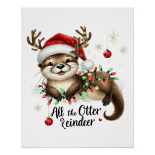 Póster Xmas Gift All The Otter Reindeer